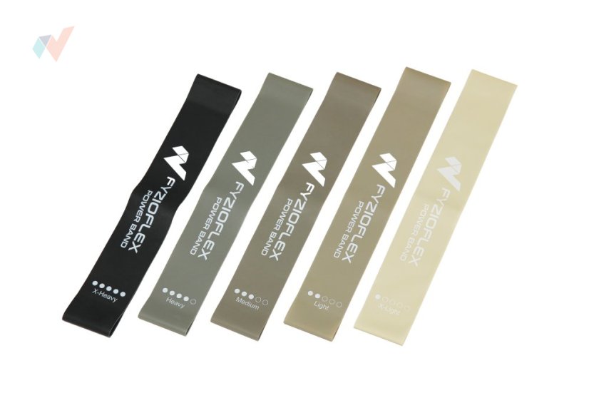 FyzioFlex Power Band Circle - set 5 odporových gum - šedé