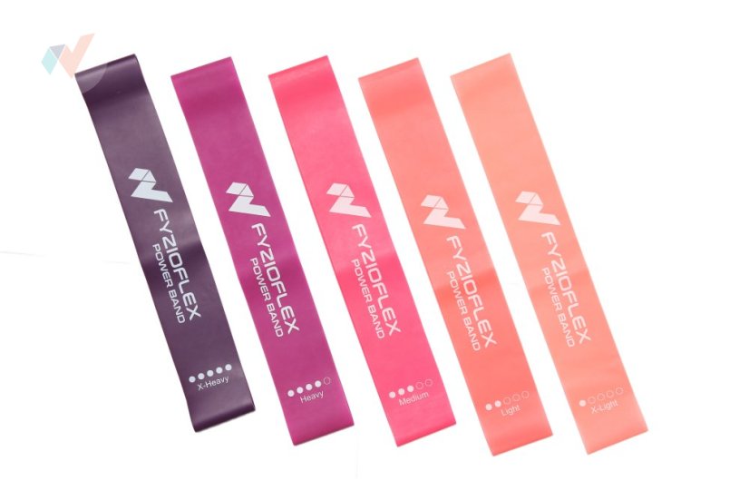FyzioFlex Power Band Circle - set 5 odporových gum - růžové