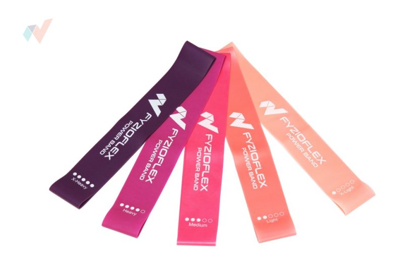 FyzioFlex Power Band Circle - set 5 odporových gum - růžové