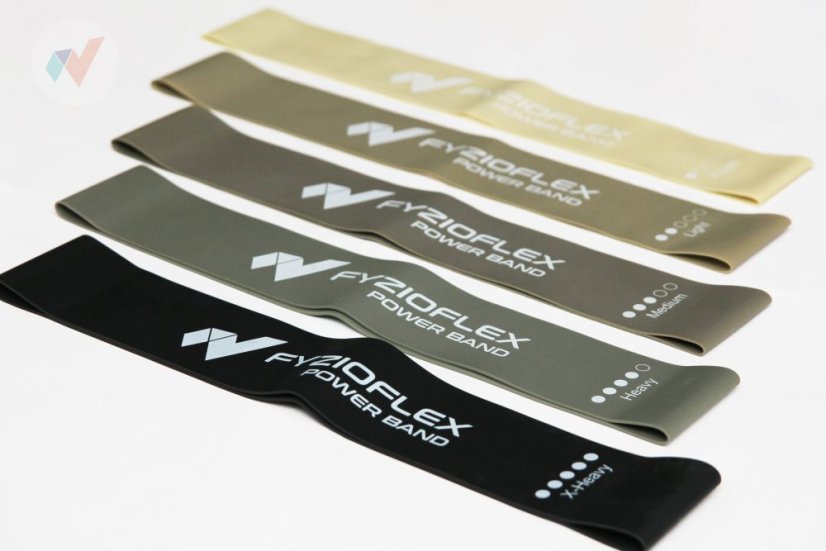 FyzioFlex Power Band Circle - set 5 odporových gum - šedé